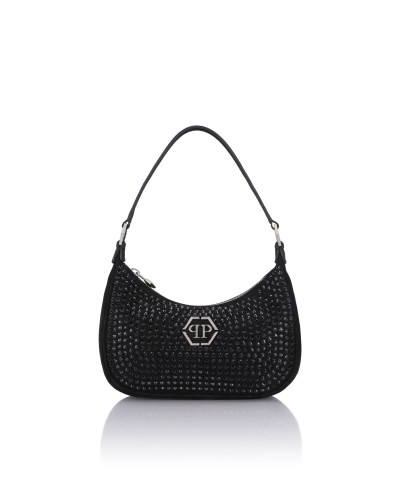 Suede Shoulder Bag All-Over Strass