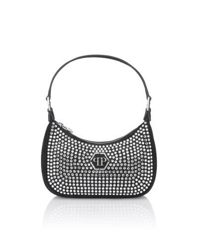 Suede Shoulder Bag All-Over Strass