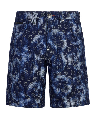 Denim Shorts Jacquard Monogram