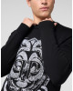 Embroidered Merino Wool Round Neck Pullover Hexagon Dragon
