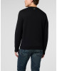 Embroidered Merino Wool Round Neck Pullover Hexagon Dragon