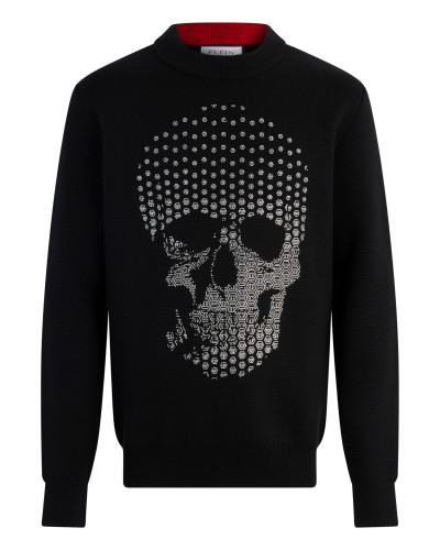 Round Neck Pullover Degrade Skull Strass Skull Strass