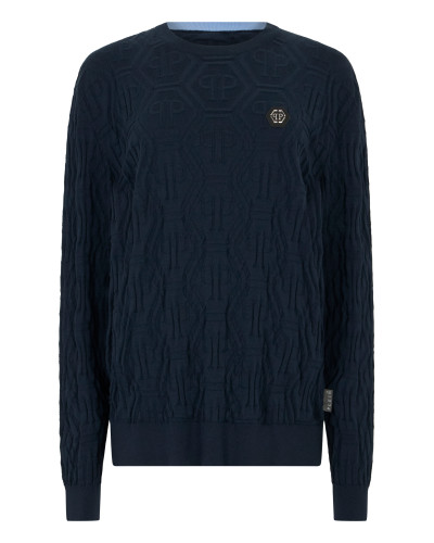 Jacquard Round Neck Pullover Monogram