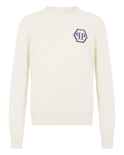 Cashmere Roundneck Pullover Jacquard Hexagon