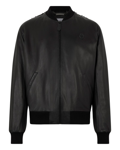 Leather Bomber Dragon Skull