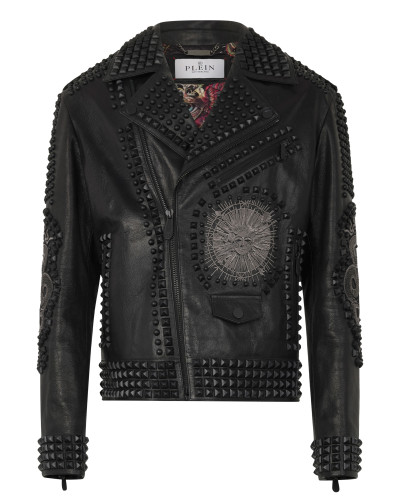 Vintage Leather Biker Jacket Tattoo Patches & Studs