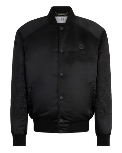 Satin Bomber Jacket Skull Dragons Dragons