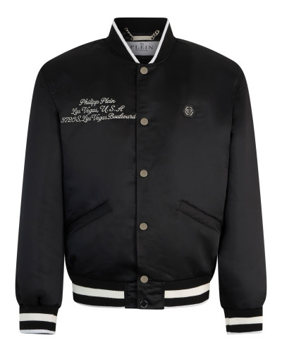 Shiny Satin Varsity Bomber Signature Las Vegas