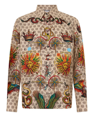 Silk Pajamas Shirt Monogram Tattoo