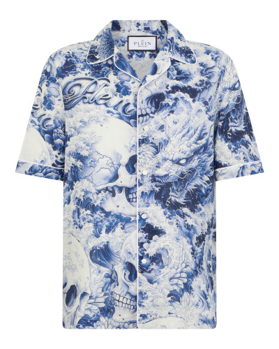 Linen Bowling Shirt All-Over Ceramic