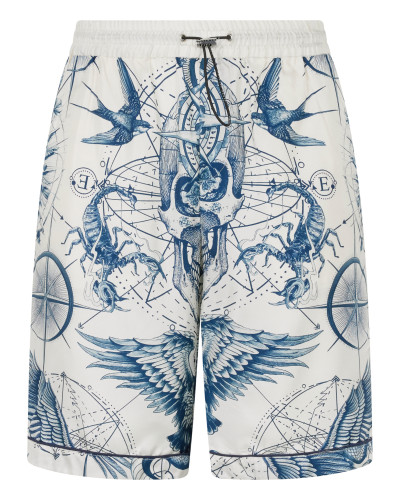 Silk Bowling Shorts All-Over Tattoo