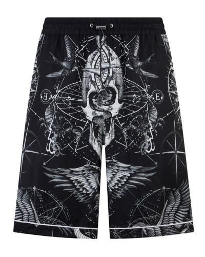 Silk Bowling Shorts All-Over Tattoo