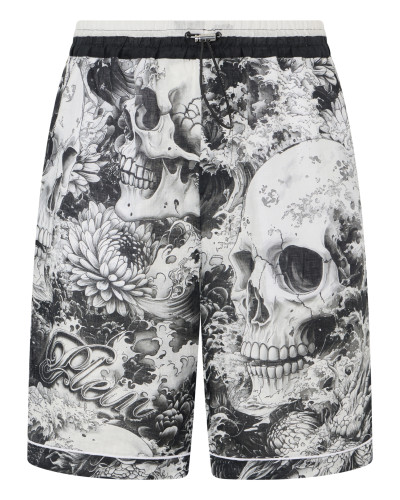 Linen Bowling Shorts All-Over Ceramic