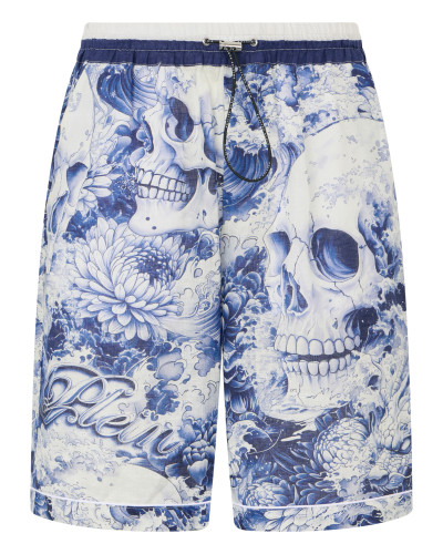 Linen Bowling Shorts All-Over Ceramic