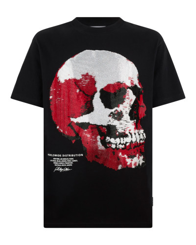 Round Neck T-Shirt Red Skull Skull