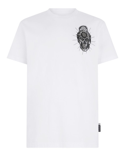 Round Neck T-Shirt Chest Embroidery Skull
