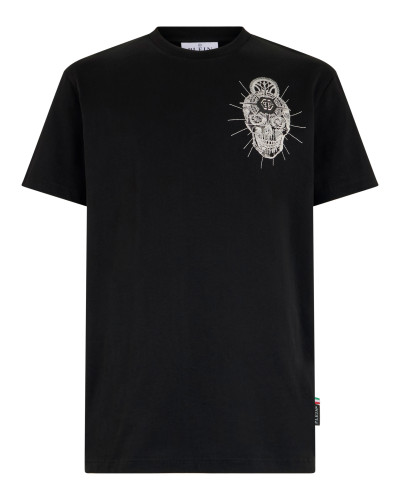 Round Neck T-Shirt Chest Embroidery Skull Round Neck T-Shirt Chest Embroidery Skull
