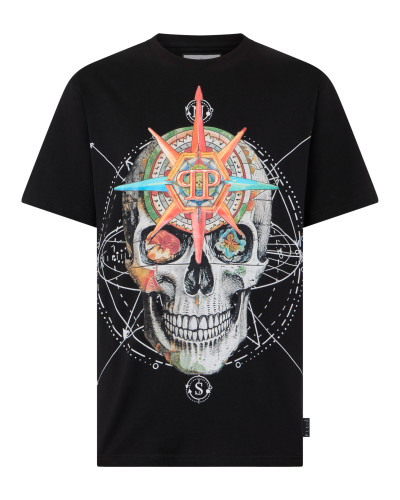 Round Neck T-Shirt Wind Rose Skull