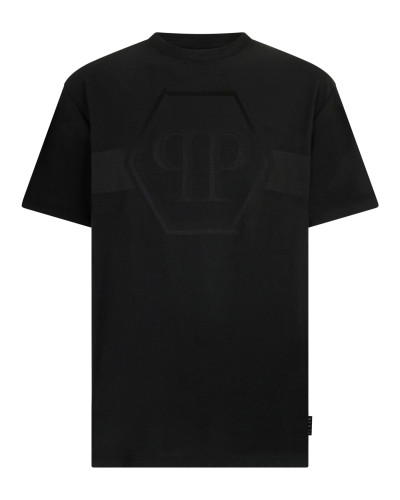 Round Neck T-Shirt Jacquard Hexagon Line