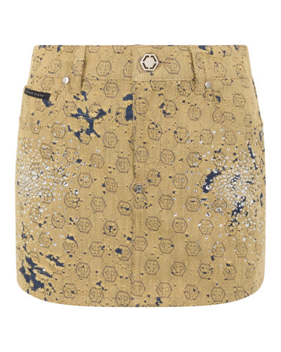 Jacquard Mini Skirt Monogram Crystal
