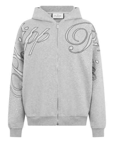 Chenille Zip Hoodie Spray Strass