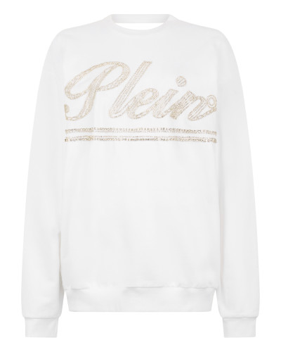 Washed Open Back Sweatshirt Strass Signature
