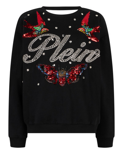 Open Back Sweatshirt Tattoo Strass