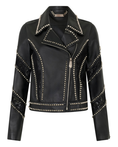 Biker Jacket with Lace Inserts