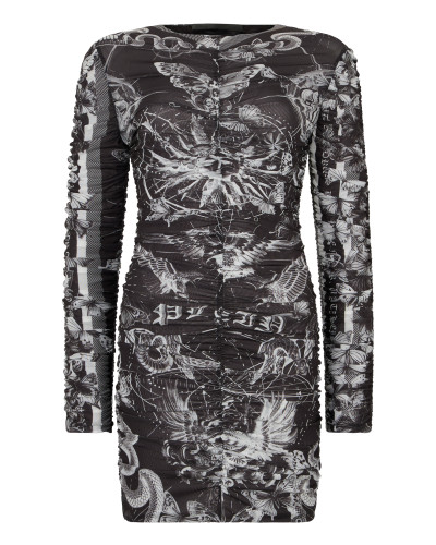 Wrinkled Mini Dress Butterfly Tattoo