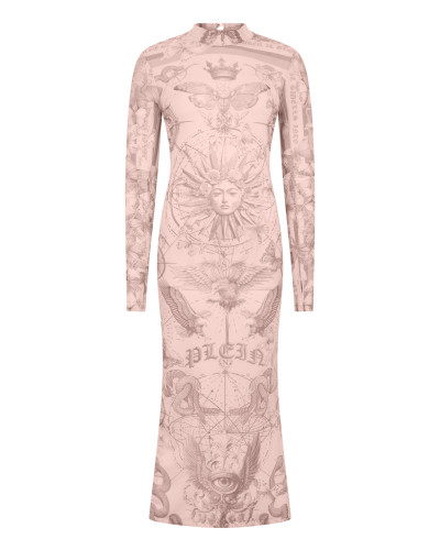 Tulle Maxi Dress Open Back Butterfly Tattoo