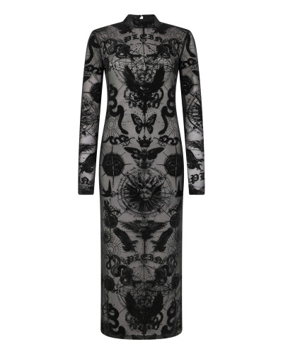 Open Back Maxi Dress Flock Butterfly Tattoo