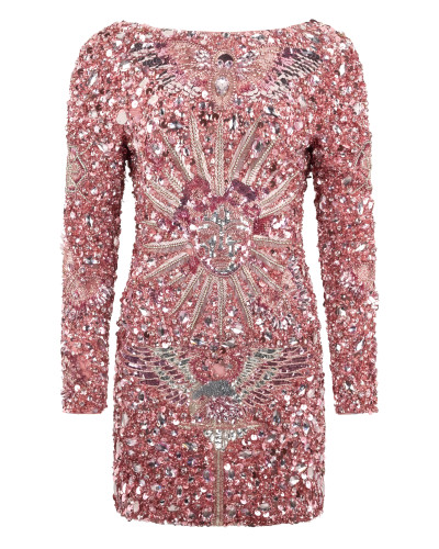 Open Back Mini Dress Tattoo Paillettes