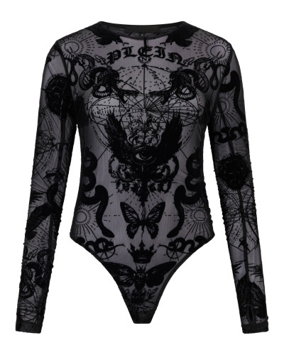 Long Sleeve Bodysuit Flock Butterfly Tattoo