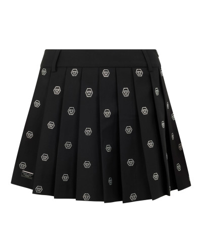 Pleated Mini Skirt Small Monogram Strass Monogram Strass
