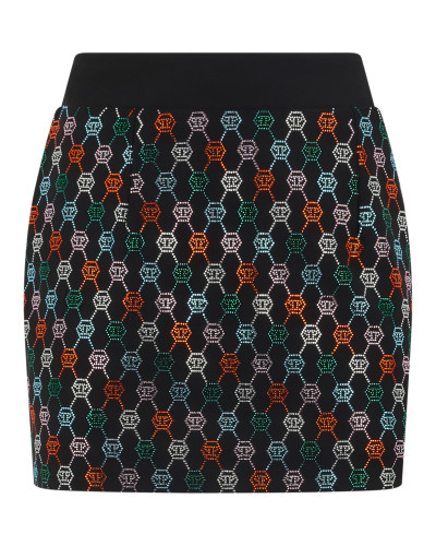 Mini Skirt Multicolor Monogram Strass
