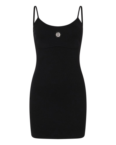 Cotton Rib Short Tank Dress Crystal Hexagon