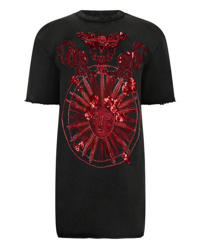 Open Back T-Shirt Dress Butterfly Tattoo