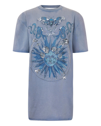 Open Back T-Shirt Dress Butterfly Tattoo