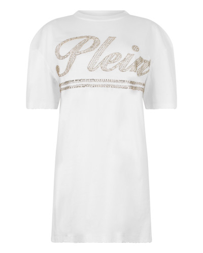 Open Back T-Shirt Dress Strass Signature