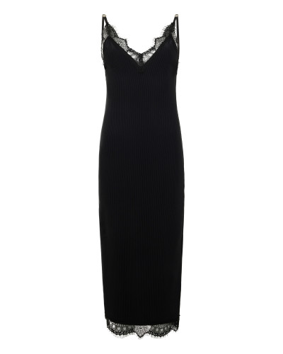 Shiny Rib Maxi Tank Dress Lace