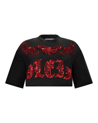 Cropped T-Shirt Butterfly Tattoo