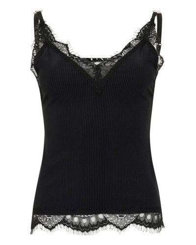 Shiny Rib Tank Top Lace