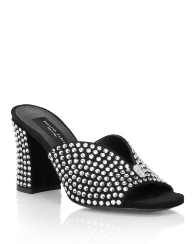 Suede Platform Sandals Strass
