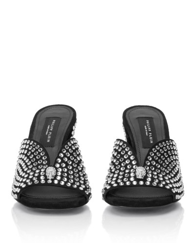 Suede Platform Sandals Strass