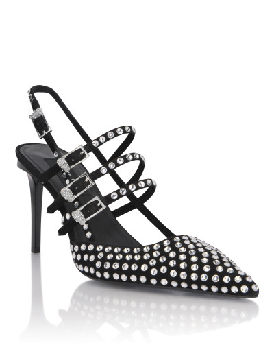 Suede Slingbacks Skull Belts 9