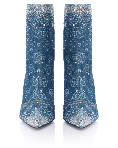 Denim Low Boots Monogram Strass 9