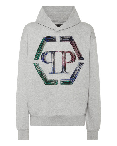 Hoodie Sweatshirt LS Strass Hexagon