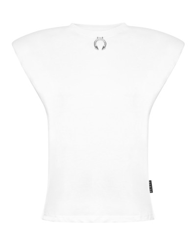 Tank Top Round Neck Piercing With Padded Shoulder